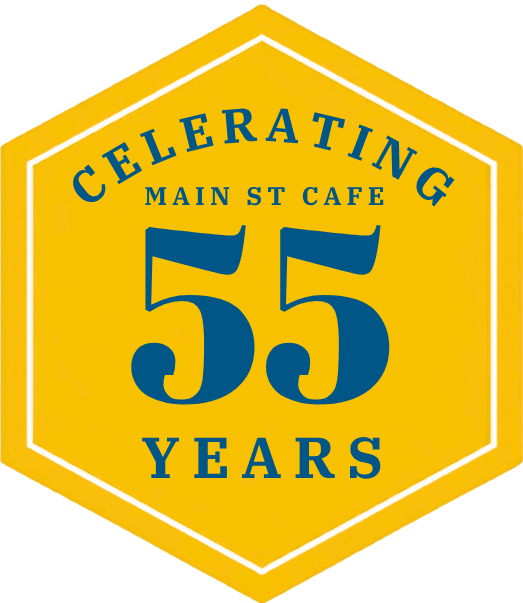 55-years-celebration-main-street-cafe-badge
